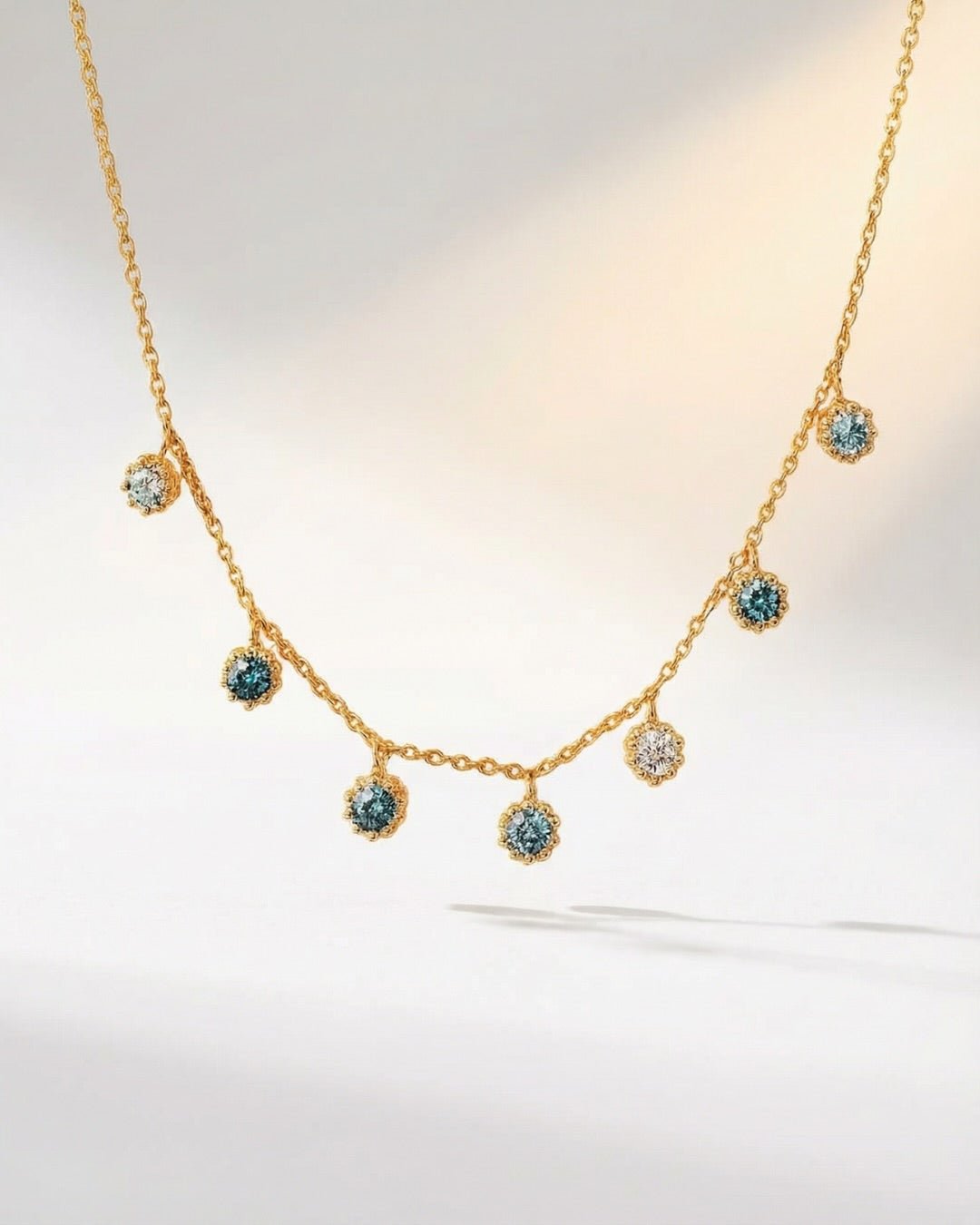 Solid Gold Large Green Quartz Necklace - Giselle - Dainty London