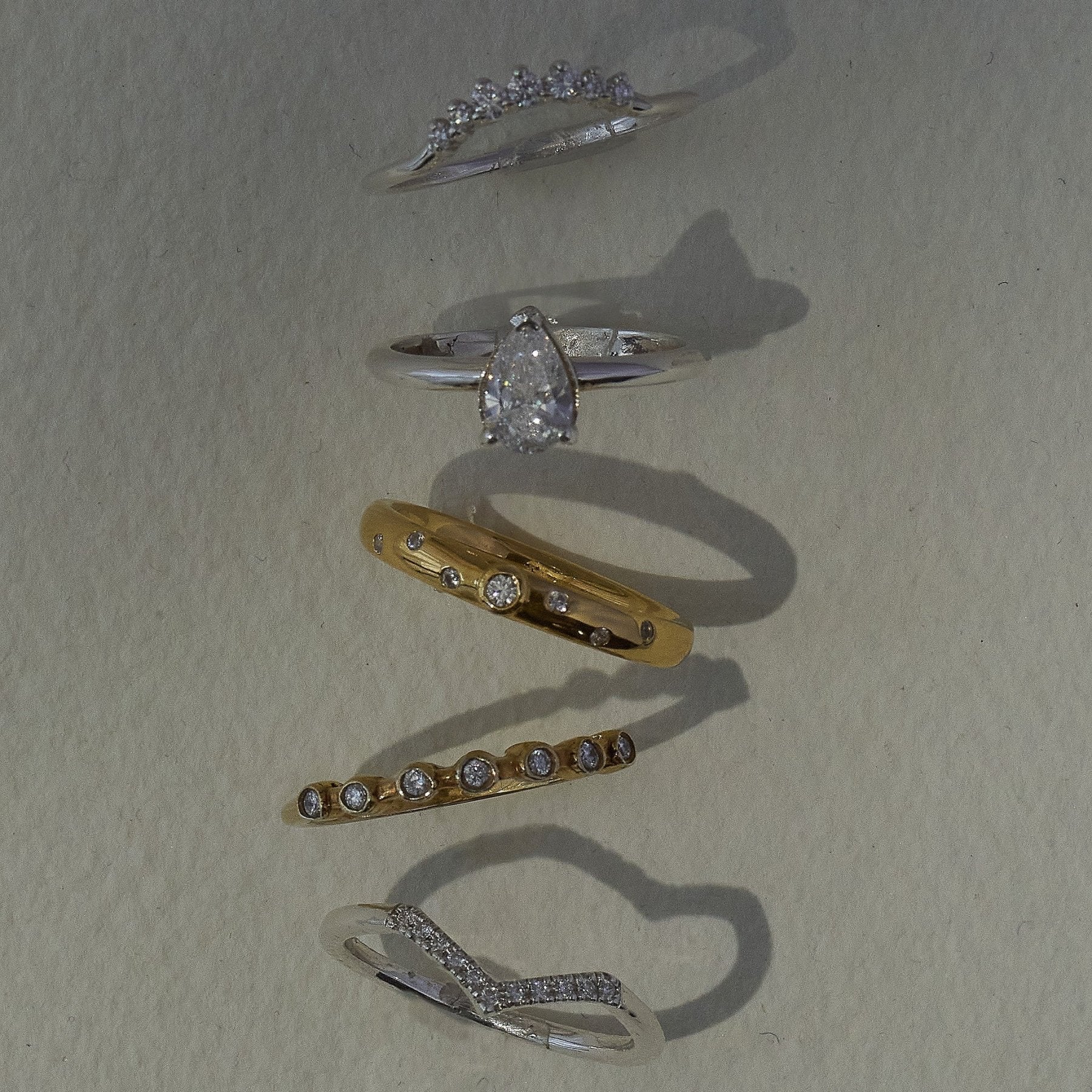 The Doris Ring - Simple Curved Diamond Wedding Band Womens - Dainty London