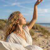 Gold Aqua Necklace with Barnacles and Rainbow Topaz