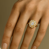 Oval Cluster Milgrain Victorian Diamond Engagement Ring - Isadora For the woman who wants something truly distinctive, a thoughtfully designed cluster that balances vintage charm with contemporary style. Bridal and Anniversary diamond engagement ring, vintage wedding band, Victorian style ring, lab grown diamond ring, eco-friendly engagement, unique bridal ring, handmade wedding ring, modern vintage ring, organic cluster ring, fine jewelry gift, special occasion ring, sustainable luxury gift,