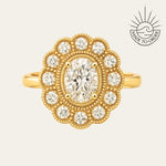 Oval Cluster Milgrain Victorian Diamond Engagement Ring - Isadora For the woman who wants something truly distinctive, a thoughtfully designed cluster that balances vintage charm with contemporary style. Bridal and Anniversary diamond engagement ring, vintage wedding band, Victorian style ring, lab grown diamond ring, eco-friendly engagement, unique bridal ring, handmade wedding ring, modern vintage ring, organic cluster ring, fine jewelry gift, special occasion ring, sustainable luxury gift,