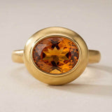 Solid Gold Madeira Citrine Contemporary Ring - Celeste