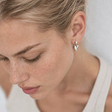 Gold or Silver Heart Drop Stud Earrings for everyday wear, stylish jewellery gift for women, made with intricate details and timeless design. Jewellery under 50