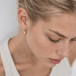 Gold or Silver Heart Drop Stud Earrings for everyday wear, stylish jewellery gift for women, made with intricate details and timeless design. Jewellery under 50