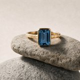 Solid Gold Tidewashed London Blue Topaz Ring
