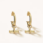 Shop T Bar Half Hoop Stud Earrings in gold vermeil or sterling silver. Minimal, handmade and perfect for everyday wear or layering. Free UK delivery over £75.