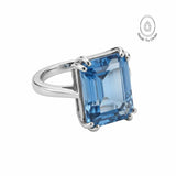 Gold or Silver Ocean Blue Topaz Ring - Bali