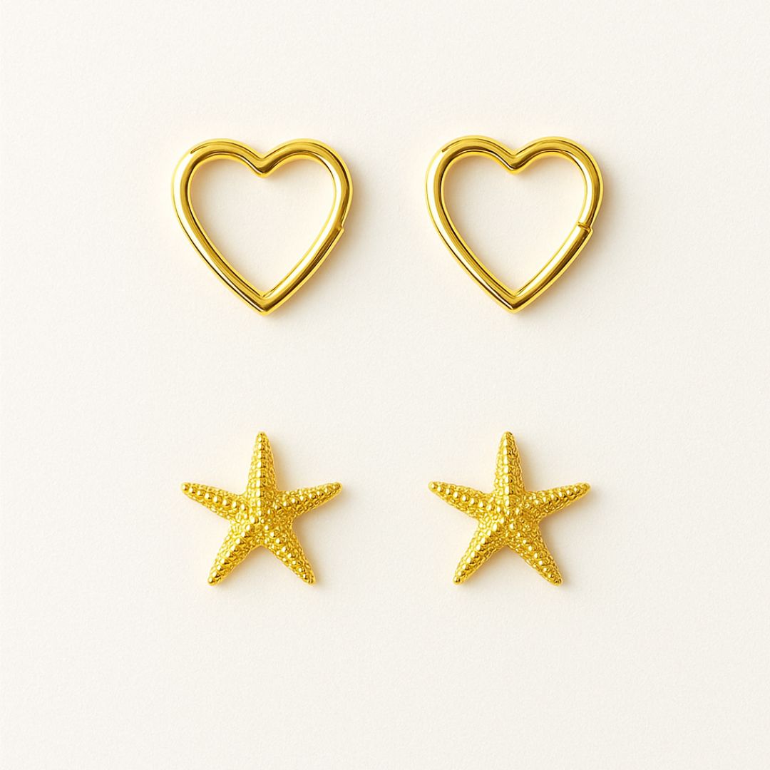 coastal jewellery, nautical earrings, starfish stud earrings, ocean lover gift, beach jewellry, boho earrings, everyday studs, silver gold vermeil, small beach earrings, sailor gift, layered jewelry, gift for her, ocean theme jewellery