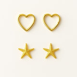 coastal jewellery, nautical earrings, starfish stud earrings, ocean lover gift, beach jewellry, boho earrings, everyday studs, silver gold vermeil, small beach earrings, sailor gift, layered jewelry, gift for her, ocean theme jewellery
