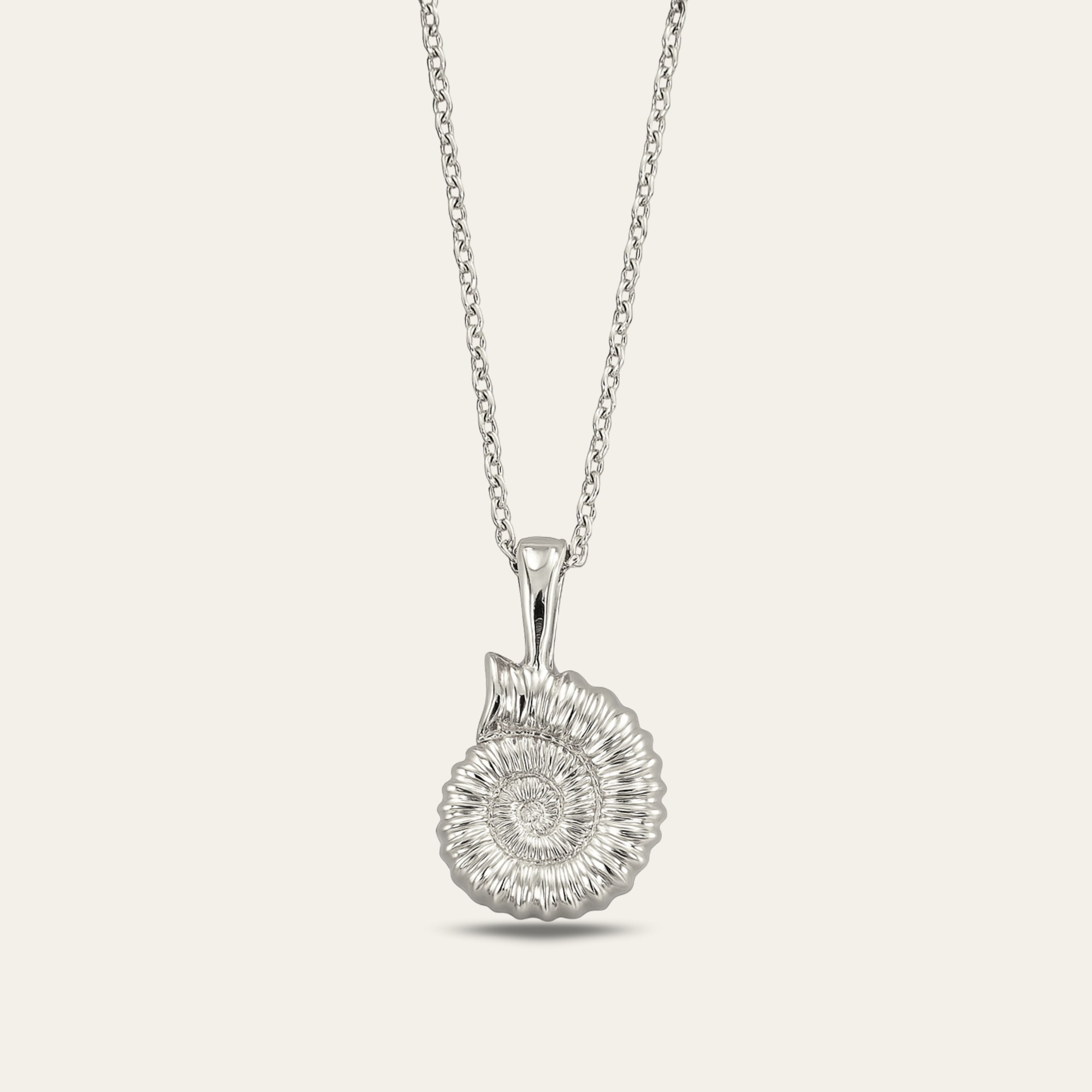 fossil necklace, sterling silver pendant, ammonite jewellery, beach inspired jewellry, summer jewelry gift, eco friendly jewelry, handcrafted silver, nature jewelry, fossil lover gift, seaside necklace, lightweight silver chain, unique gift for her, handmade beach jewelry