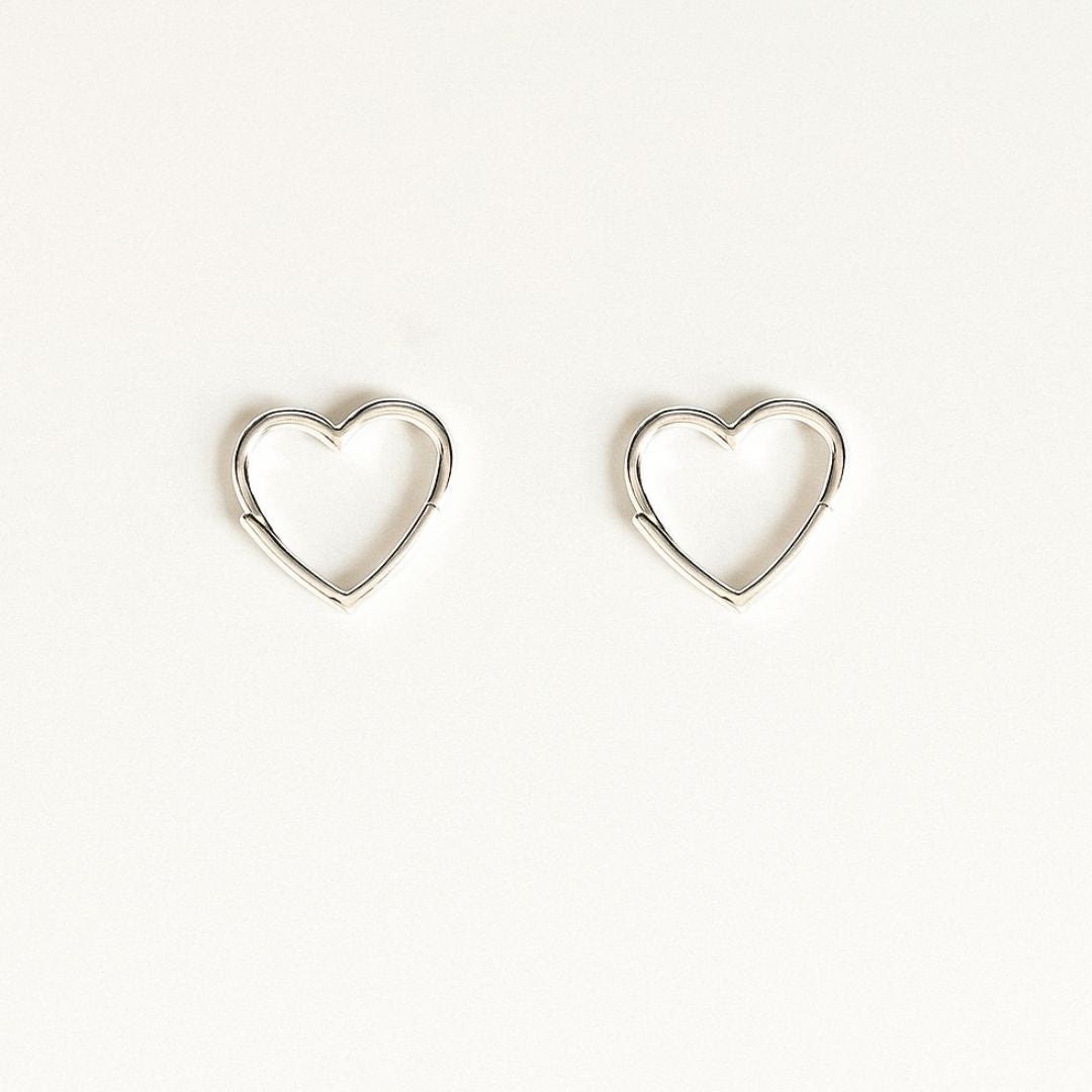 Sterling silver heart stud earrings, everyday stacking jewellery, small hoop earrings, minimalist dainty gift for her, romantic boho style jewelry for women