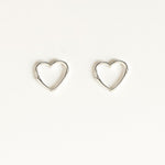 Sterling silver heart stud earrings, everyday stacking jewellery, small hoop earrings, minimalist dainty gift for her, romantic boho style jewelry for women