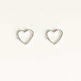 Sterling silver heart stud earrings, everyday stacking jewellery, small hoop earrings, minimalist dainty gift for her, romantic boho style jewelry for women