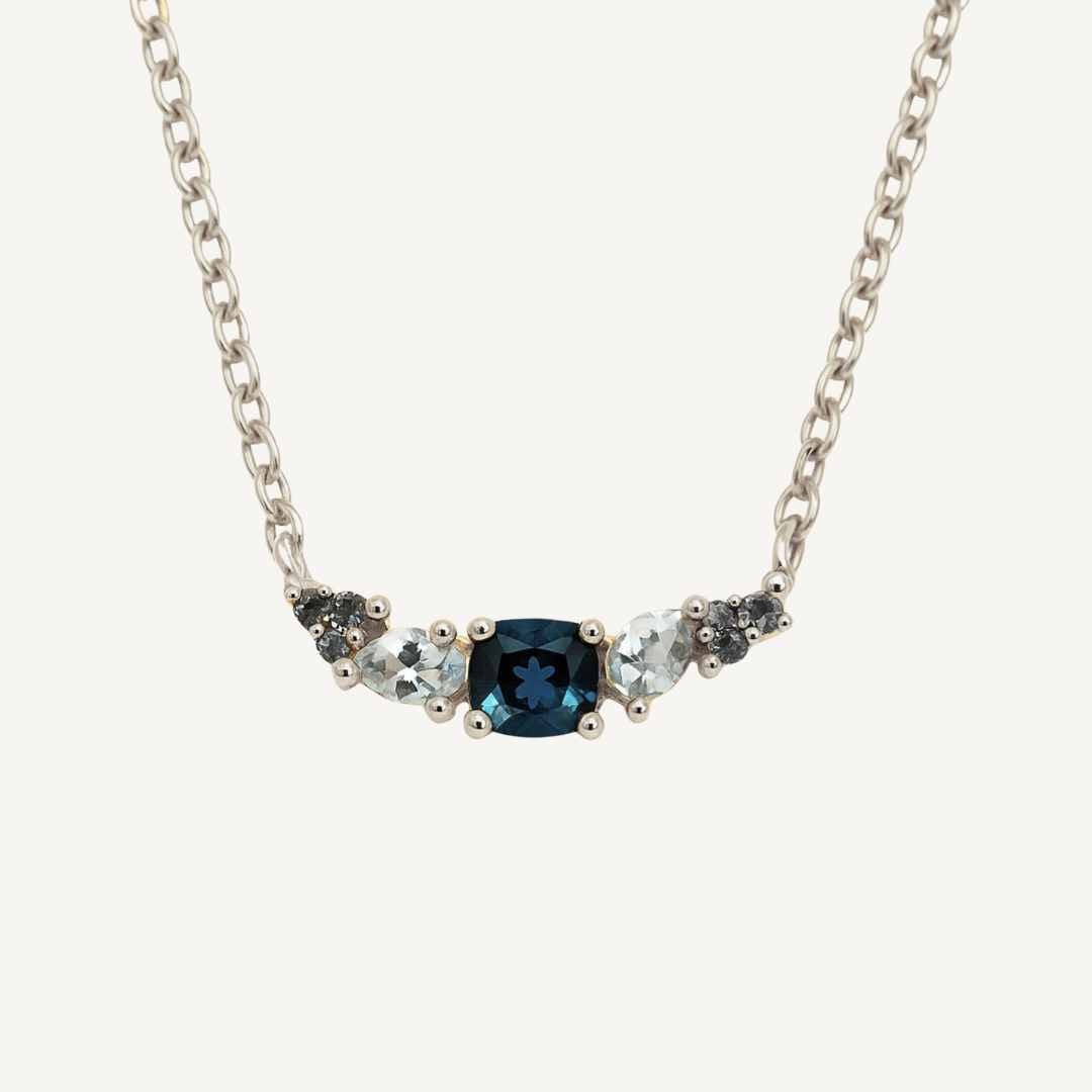 Elegant Topaz Cluster Silver Necklace - Zaria - Dainty London