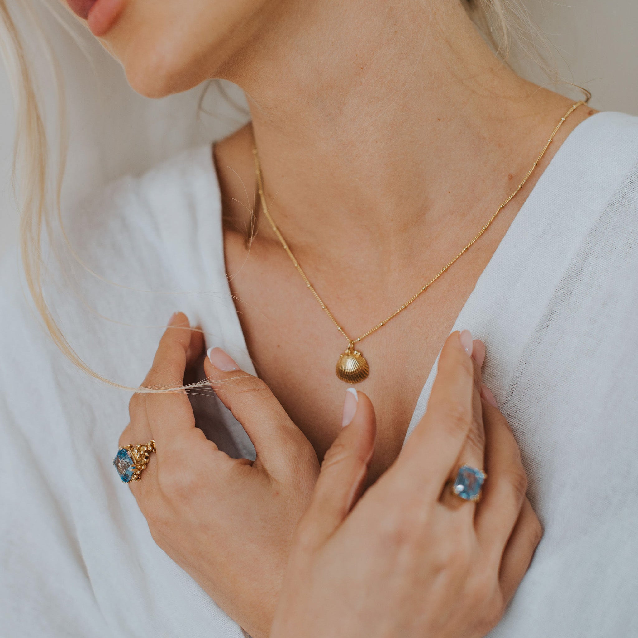Gold Seashell Necklace - Dainty London- Necklace