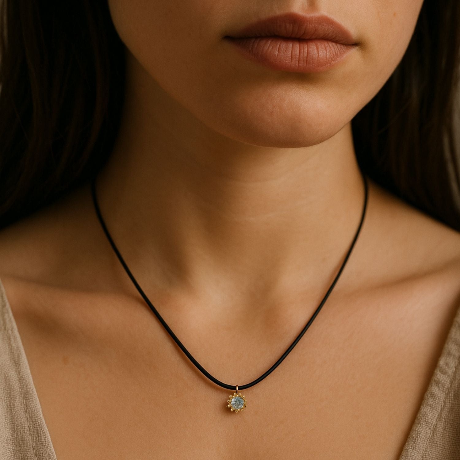 Gold cord necklace, blue topaz jewellery, adjustable pendant, boho ocean jewellry, summer sky gemstone, beach style necklace, ocean lover gift, layered jewelry, minimalistic necklace, birthday gift for her, casual everyday jewellery, unique barnacle necklace