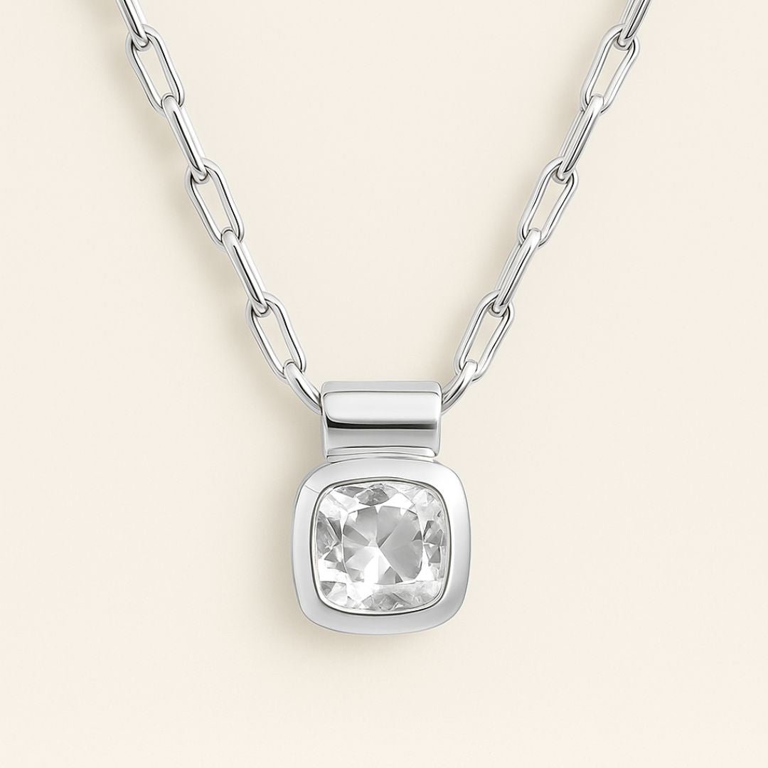 White Gold Diamond Necklace - Adamas - Dainty London white gold necklace, lab-grown diamond, GIA certified ring, modern jewellery gift, luxury statement necklace, ethical gold jewellry, chunky gold chain, boho layered necklace, anniversary gift, contemporary gemstone, sustainable luxury gift, evening wear jewelry, versatile layered necklace