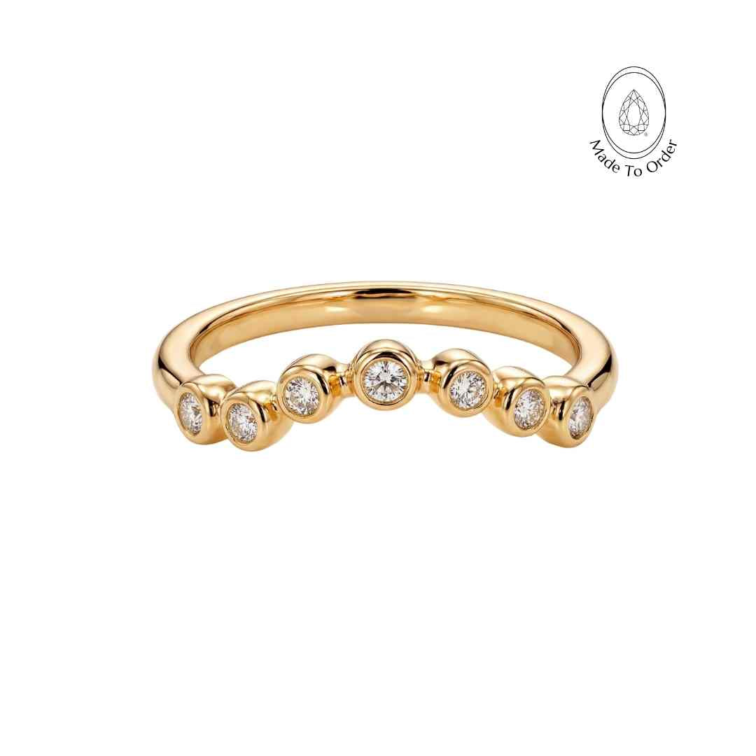Gold Ethereal Curved Diamond Ring - The Cressida Ring - Dainty London