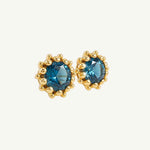 Gold London Blue Topaz Cleodora Studs - Dainty London