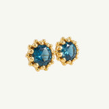 Gold London Blue Topaz Cleodora Studs - Dainty London
