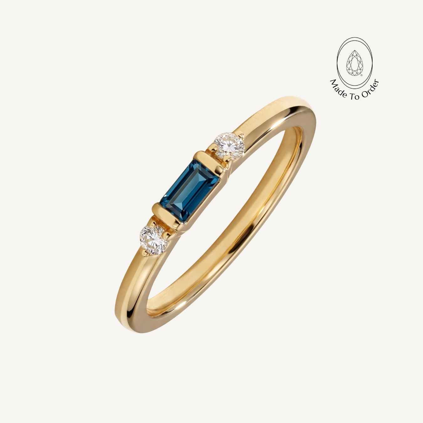 Gold London Blue Topaz Diamond Ring - Roxana - Dainty London