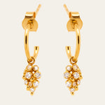 gold vermeil earrings, celestial hoop jewellery, coastal inspired earrings, dainty gemstone hoops, wedding jewellry jewelry, British jewellery design, lunar celestial earrings, gift for her, boho coastal earrings, lightweight gemstone hoops, statement everyday jewellery, topaz gemstone earrings, natural marine texture jewelry