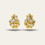 Gold vermeil celestial stud earrings with white topaz gems. British coastal-inspired design, perfect bridal bridesmaid wedding jewellery & everyday dainty studs