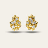 Gold vermeil celestial stud earrings with white topaz gems. British coastal-inspired design, perfect bridal bridesmaid wedding jewellery & everyday dainty studs