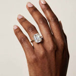 Gold Moissanite Diamond Ring - Livia - Dainty London moissanite engagement ring, ethical gold jewellery, sustainable diamond ring, statement gold ring, octagonal gemstone, handcrafted luxury, eco-friendly engagement, gold jewellry gift, modern luxury ring, anniversary gift, fine jewelry women, ethical gemstone ring, designer statement ring