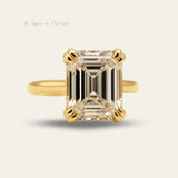 Gold Moissanite Diamond Ring - Livia - Dainty London moissanite engagement ring, ethical gold jewellery, sustainable diamond ring, statement gold ring, octagonal gemstone, handcrafted luxury, eco-friendly engagement, gold jewellry gift, modern luxury ring, anniversary gift, fine jewelry women, ethical gemstone ring, designer statement ring