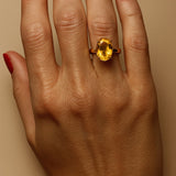gold oval citrine ring, yellow citrine jewellery, Victorian style ring, cocktail ring for women, handcrafted citrine ring, gold vermeil jewelry, sustainable silver ring, statement gemstone ring, elegant gift for her, yellow gemstone ring, unique cocktail accessory, vintage-inspired jewellery, everyday luxury ring