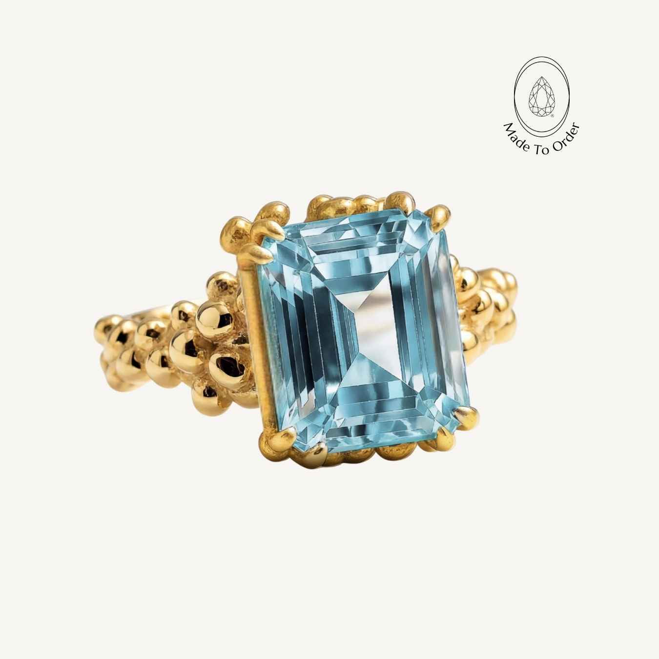 Gold Sky Blue Topaz Ring - Aurelia - Dainty London