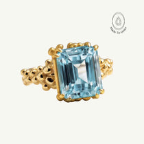 Gold Sky Blue Topaz Ring - Aurelia - Dainty London