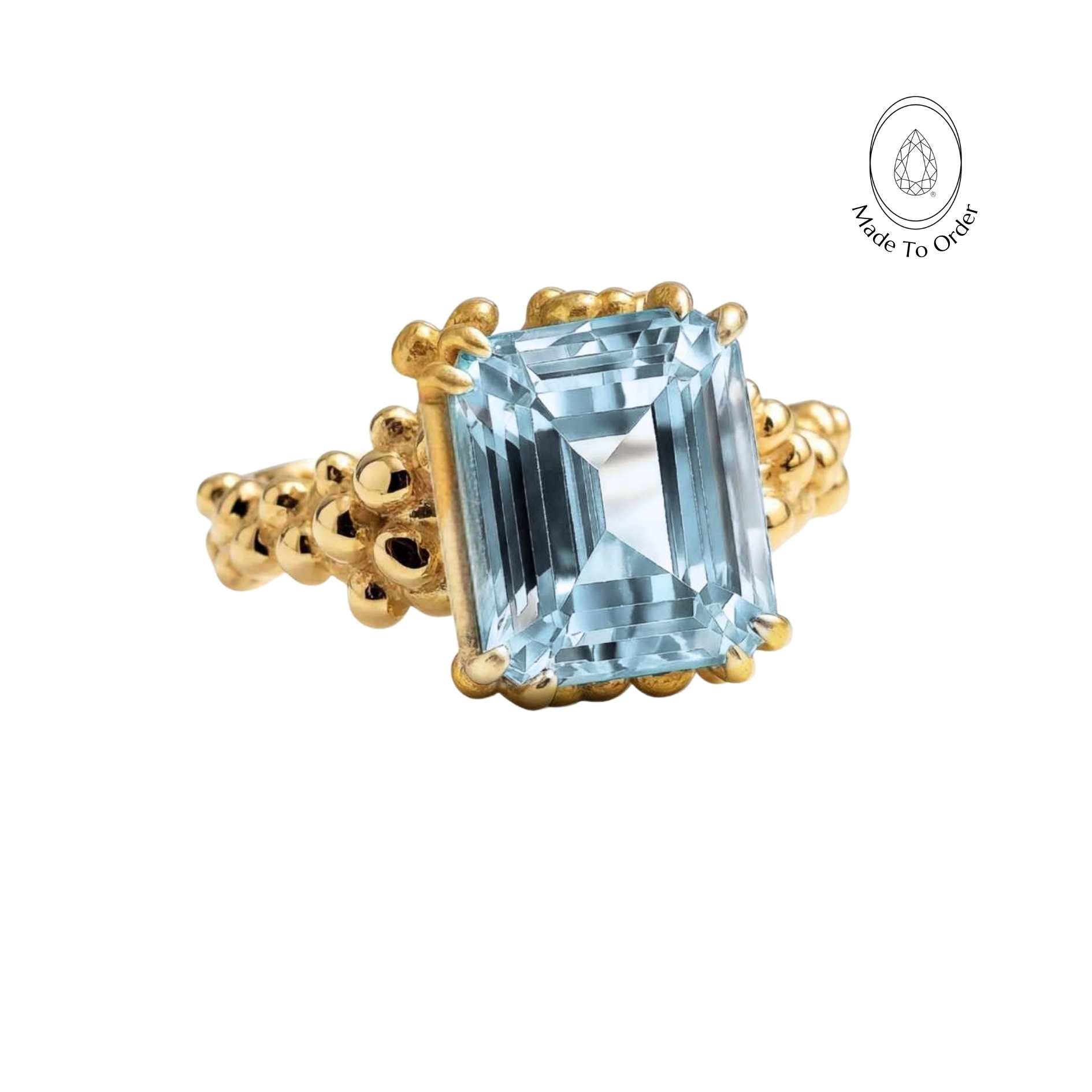 Gold Sky Blue Topaz Ring - Aurelia - Dainty London