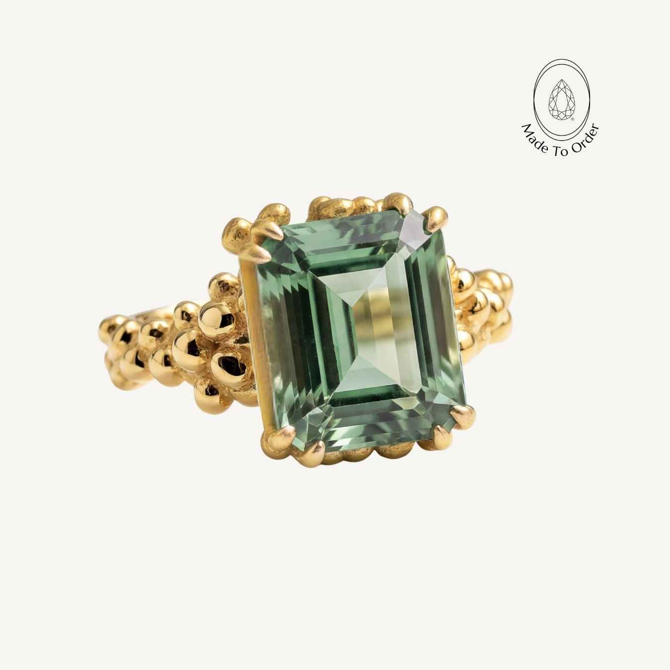 Gold Statement Green Quartz Ring - Giselle - Dainty London