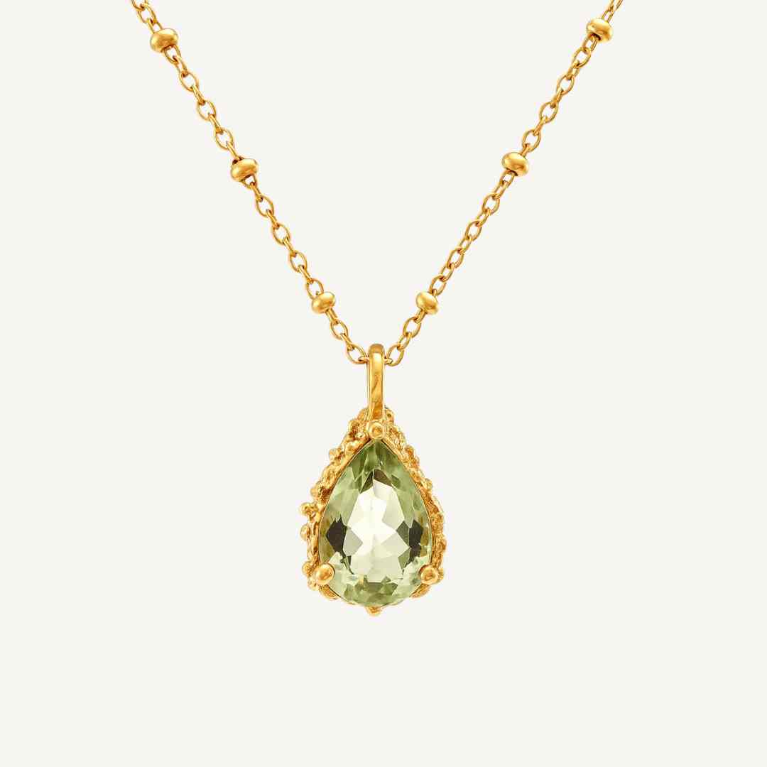 Gold Vermeil Green Quartz Necklace - Alba - Dainty London