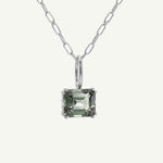 Large Silver Green Quartz Necklace - Giselle - Dainty London