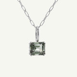 Large Silver Green Quartz Necklace - Giselle - Dainty London