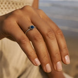 silver Zaria ring, barnacle textured ring, ocean inspired jewellery, sea shell jewellry, nautical statement ring, blue topaz ring, coastal jewelry gift, maritime ring, handcrafted British jewelry, sea life jewelry, bold silver ring, seaside wedding jewelry, ocean lover gift