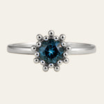 silver Zaria ring, barnacle textured ring, ocean inspired jewellery, sea shell jewellry, nautical statement ring, blue topaz ring, coastal jewelry gift, maritime ring, handcrafted British jewelry, sea life jewelry, bold silver ring, seaside wedding jewelry, ocean lover gift