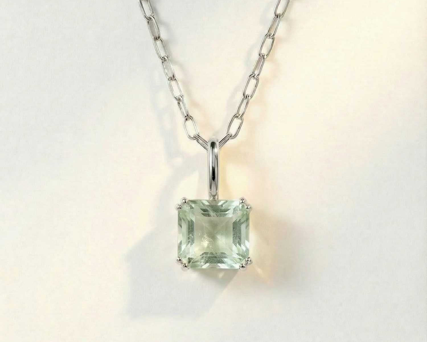 Large Silver Green Quartz Necklace - Giselle - Dainty London sea necklace, coastal jewellery, ocean jewelry, gift for her, sea lover gift, green quartz pendant, sterling silver necklace, nature inspired jewellry, handmade jewelry, ocean theme, beach jewelry, anniversary gift, jewelry for special occasions