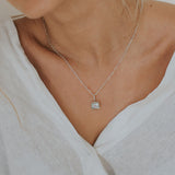 Large Silver Green Quartz Necklace - Giselle - Dainty London sea necklace, coastal jewellery, ocean jewelry, gift for her, sea lover gift, green quartz pendant, sterling silver necklace, nature inspired jewellry, handmade jewelry, ocean theme, beach jewelry, anniversary gift, jewelry for special occasions