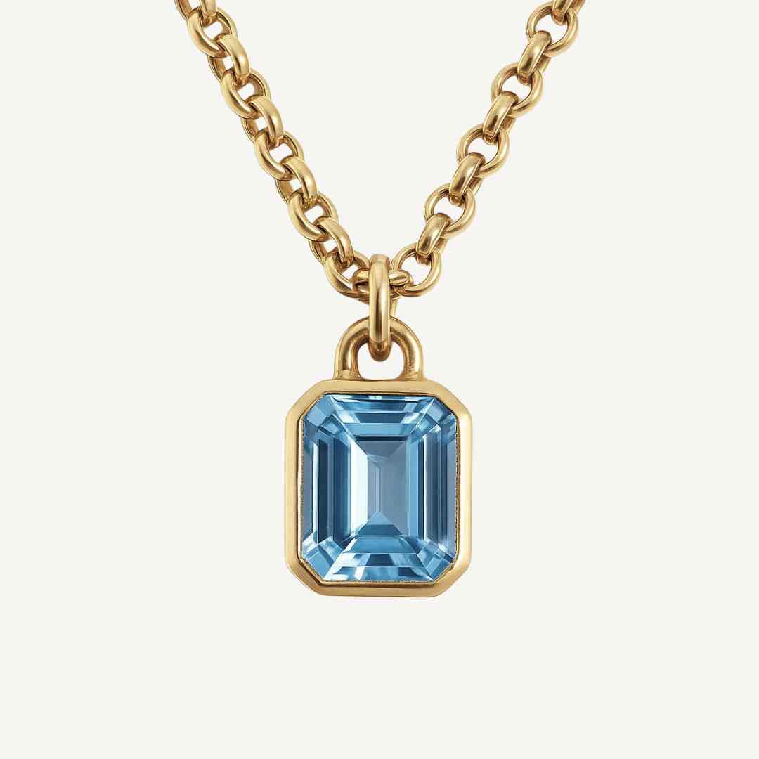 Maxi Gold Blue Topaz Necklace - Astrid - Dainty London