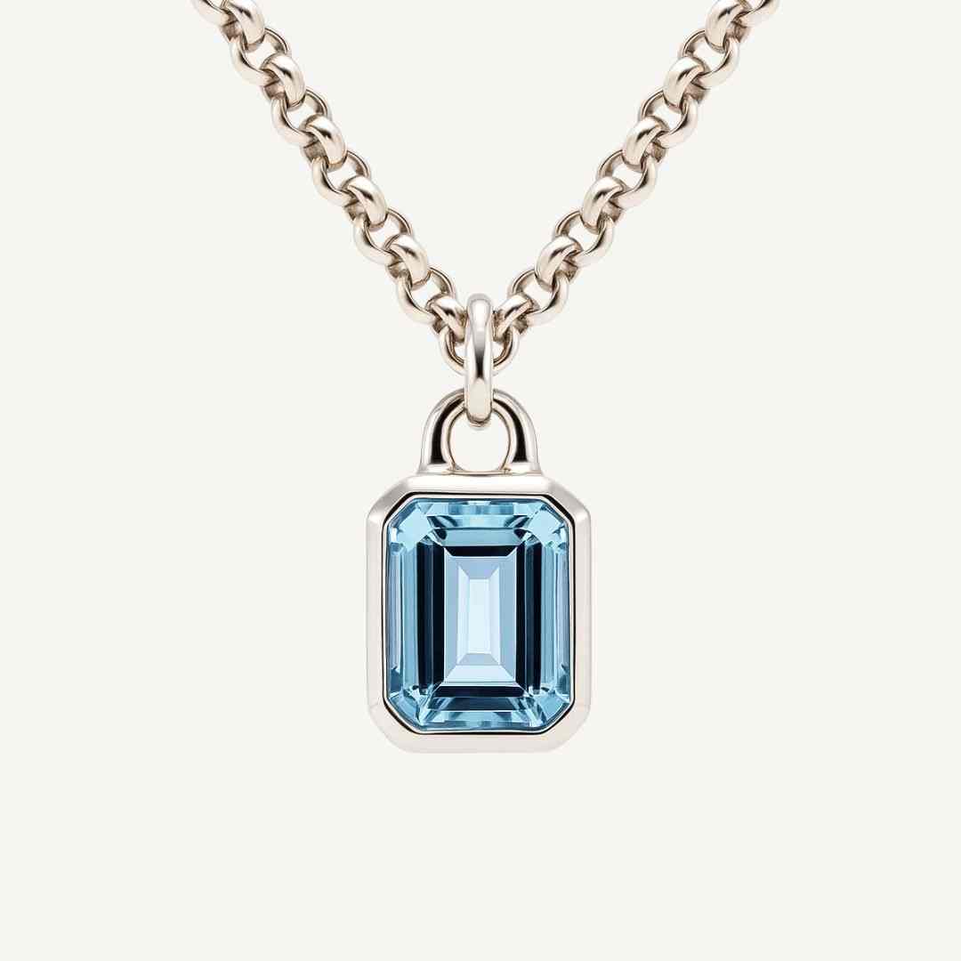 Maxi Silver Blue Topaz Necklace - Astrid - Dainty London