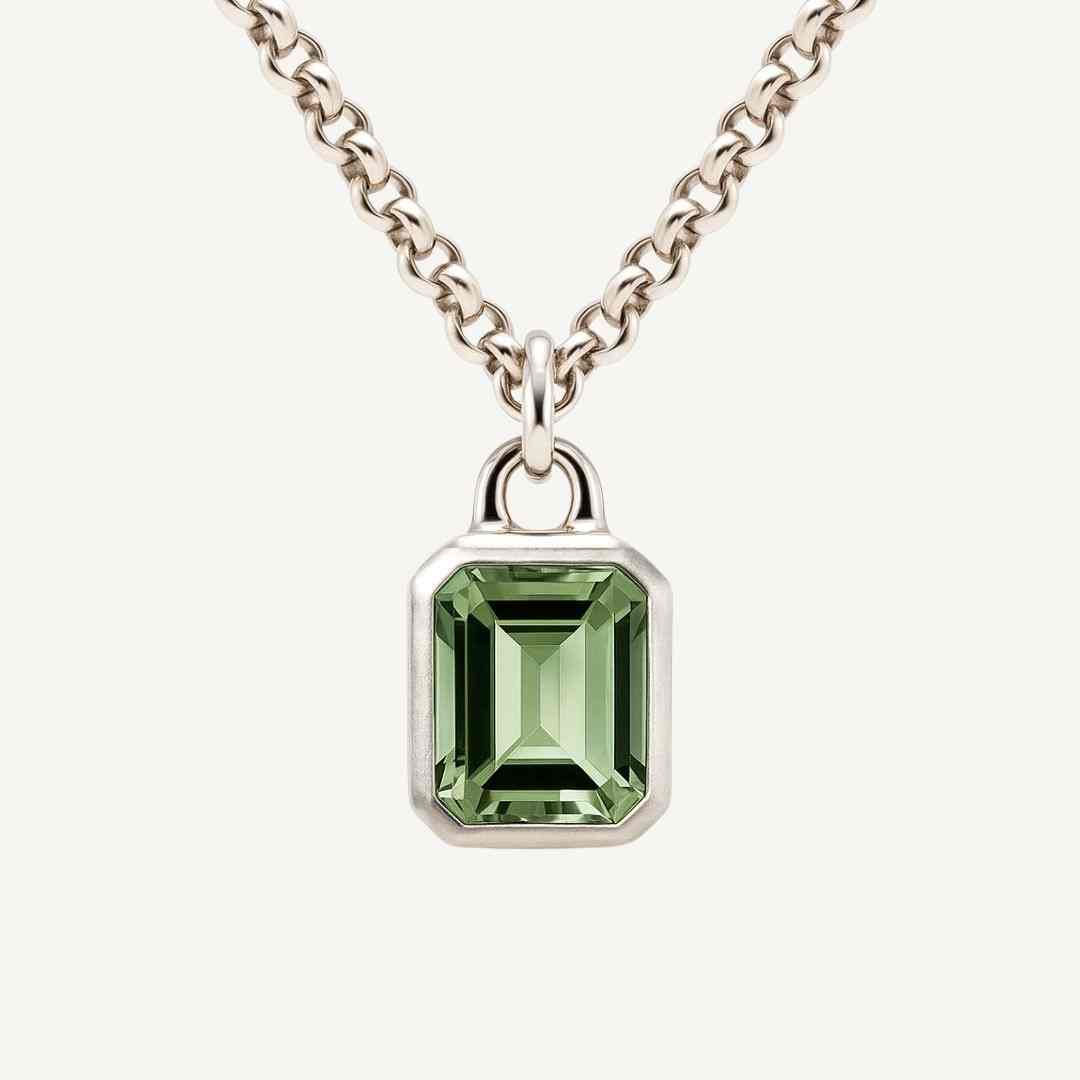 Maxi Silver Green Quartz Necklace - Giselle - Dainty London