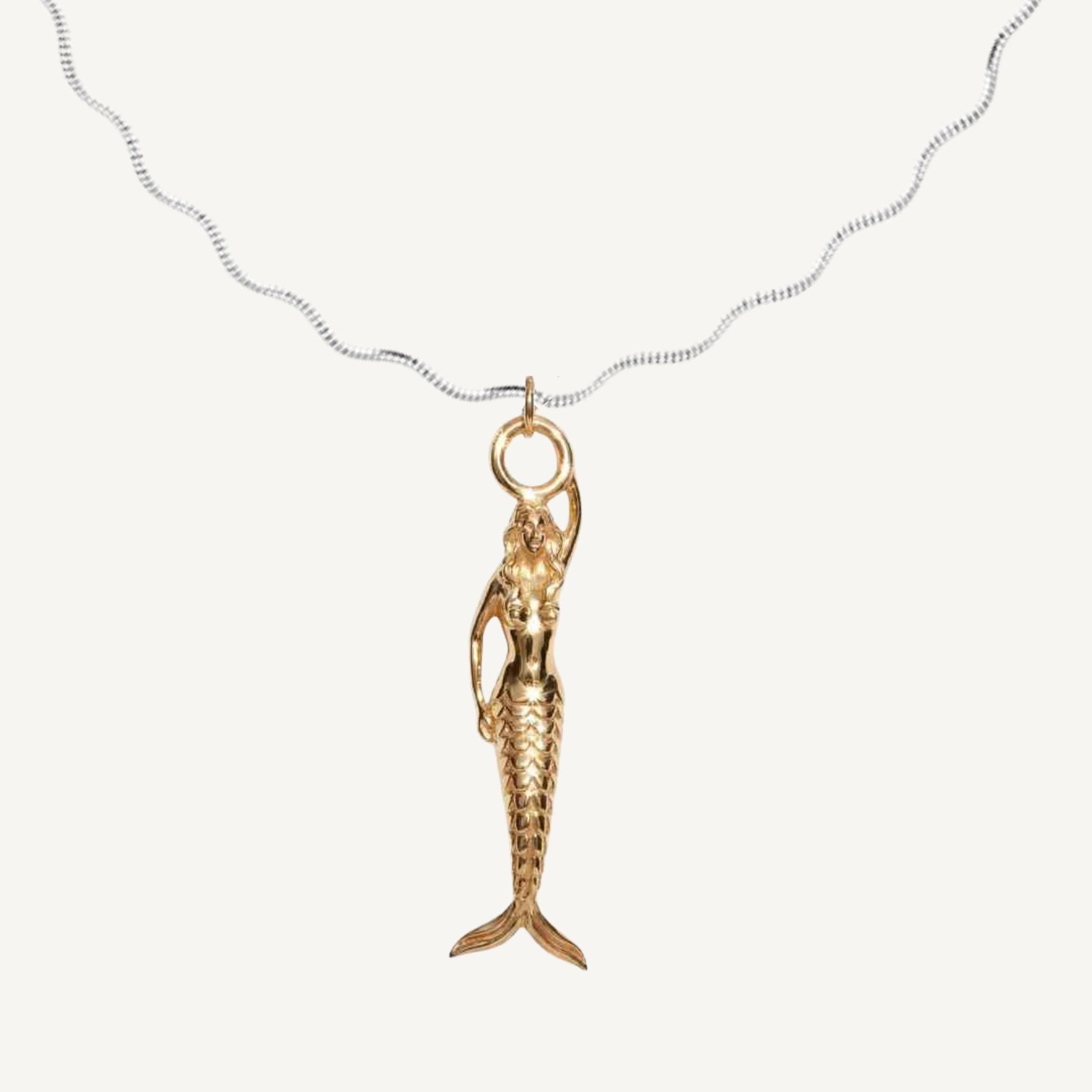 Maxi Zennor Mermaid Mixed Metals Necklace - Gold and Silver Ocean Inspired Jewellery - Dainty London