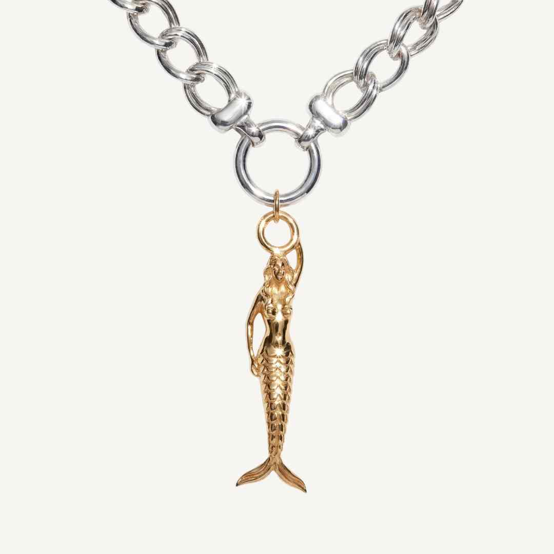 Maxi Zennor Mermaid Mixed Metals Necklace - Gold and Silver Ocean Inspired Jewellery - Dainty London