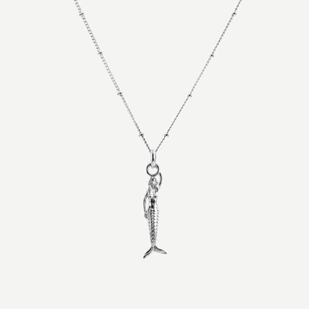 Mini Zennor Mermaid Silver Necklace - Dainty London