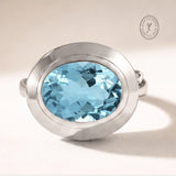 Oval - cut Sky Blue Topaz gemstone Ring - Avery - Dainty London