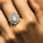 Oval Cluster Milgrain Victorian Diamond Engagement Ring - Isadora For the woman who wants something truly distinctive, a thoughtfully designed cluster that balances vintage charm with contemporary style. Bridal and Anniversary diamond engagement ring, vintage wedding band, Victorian style ring, lab grown diamond ring, eco-friendly engagement, unique bridal ring, handmade wedding ring, modern vintage ring, organic cluster ring, fine jewelry gift, special occasion ring, sustainable luxury gift,